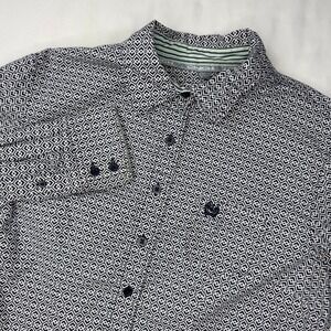 Cinch Shirt Women's Large Button Down Navy White Geometric Western Cowgirl